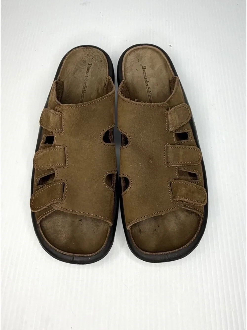 Hammacher Schlemmer Walk On Air Leather Strap Sandal Mens 44 EU Sz US 10 - 10.5